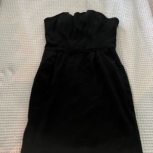 Black strapless mini dress